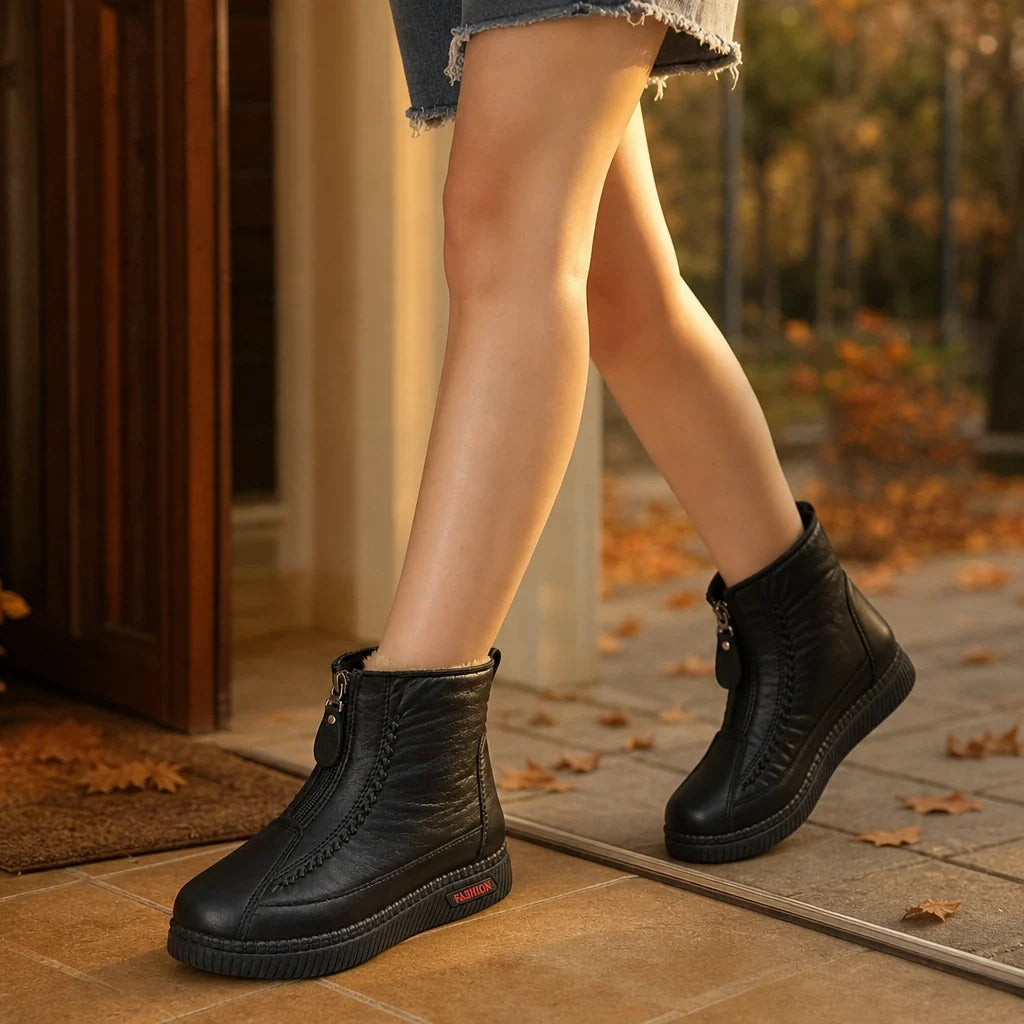Frostella | Plush-Lined Zip-Up Ankle Boots