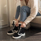Velvara | Plush-Lined Lace-Up Mid-Calf Boots