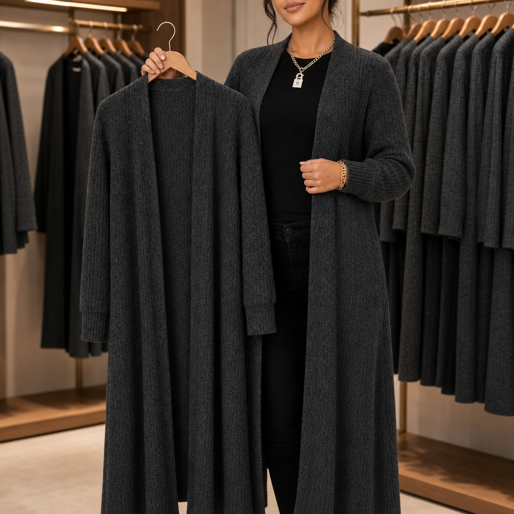Ribbella | Ribbed Knit Longline Cardigan