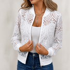 Laceleigh | Sheer Floral Lace Bomber Jacket