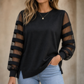 Mesh Muse | Mesh Panel Puff Sleeve Sweatshirt