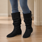 Slouch & Stroll | Lace-Up Slouchy Mid-Calf Boots