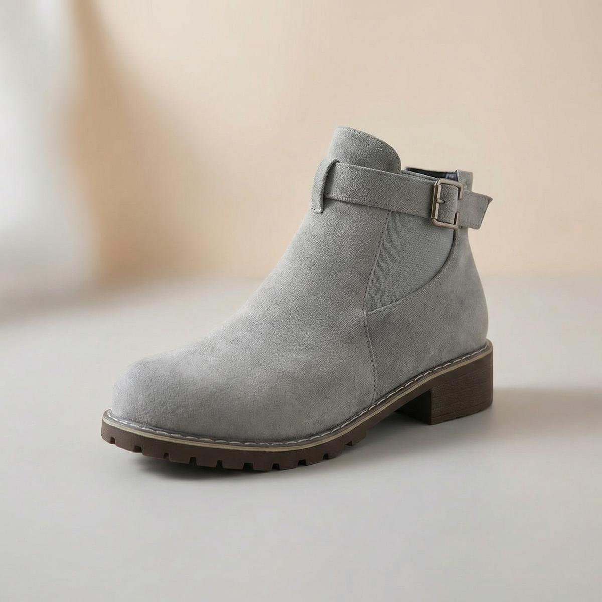 Stridella | Women's Suede-Look Buckle Ankle Booties