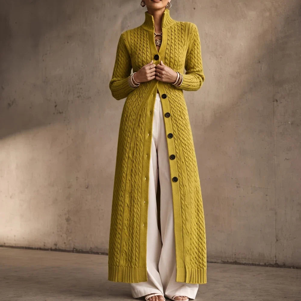 Cablemere | High Collar Cable-Knit Duster Cardigan
