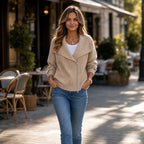 Wearbella | Diagonal Zip Oversized Collar Ribbed Knit Jacket