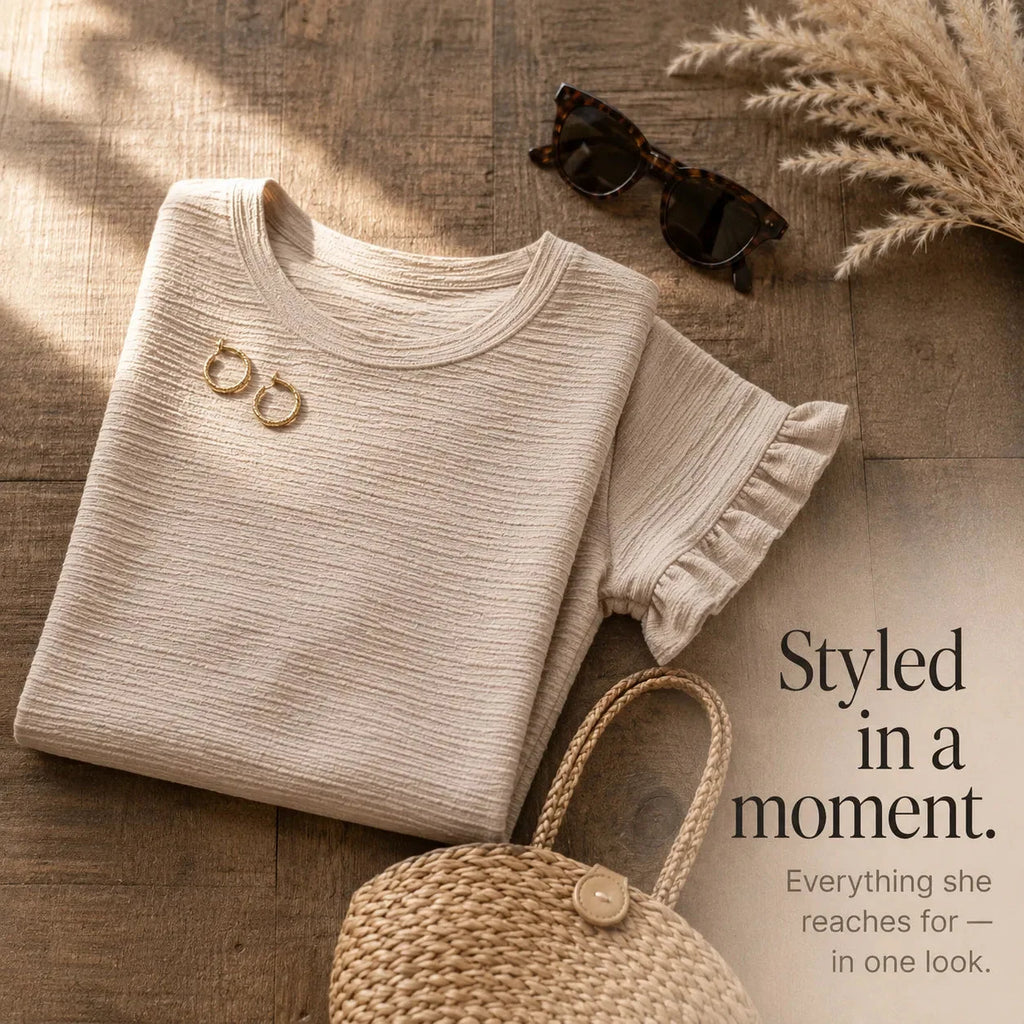 Marelle | Textured Flutter Sleeve Top