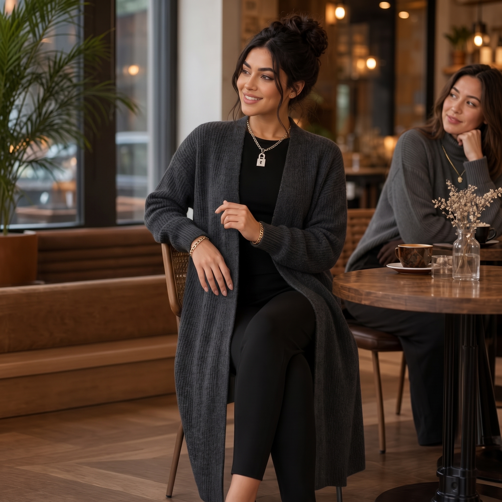 Ribbella | Ribbed Knit Longline Cardigan