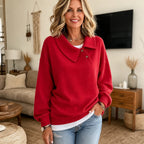 Fold & Flourish | Fold-Over Collar Pullover Sweatshirt
