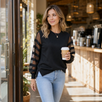 Mesh Muse | Mesh Panel Puff Sleeve Sweatshirt