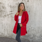 Vearbella | Longline Open-Front Hooded Cardigan