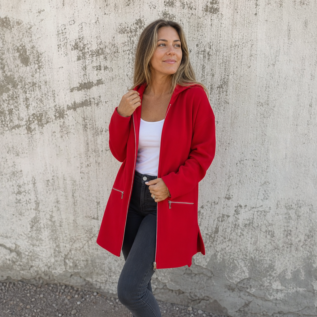 Vearbella | Longline Open-Front Hooded Cardigan