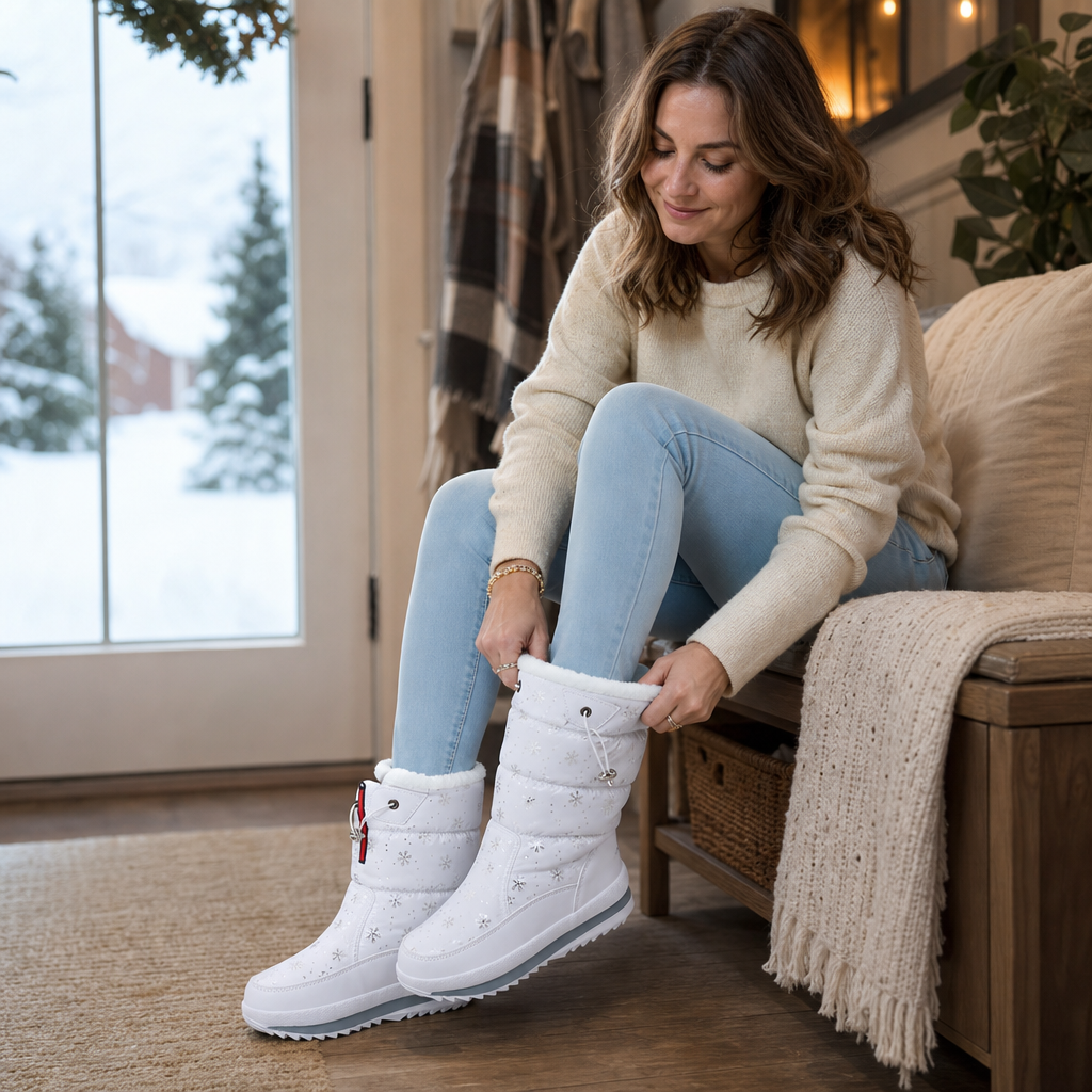 Frostelle | Snowflake-Print Plush-Lined Winter Boots