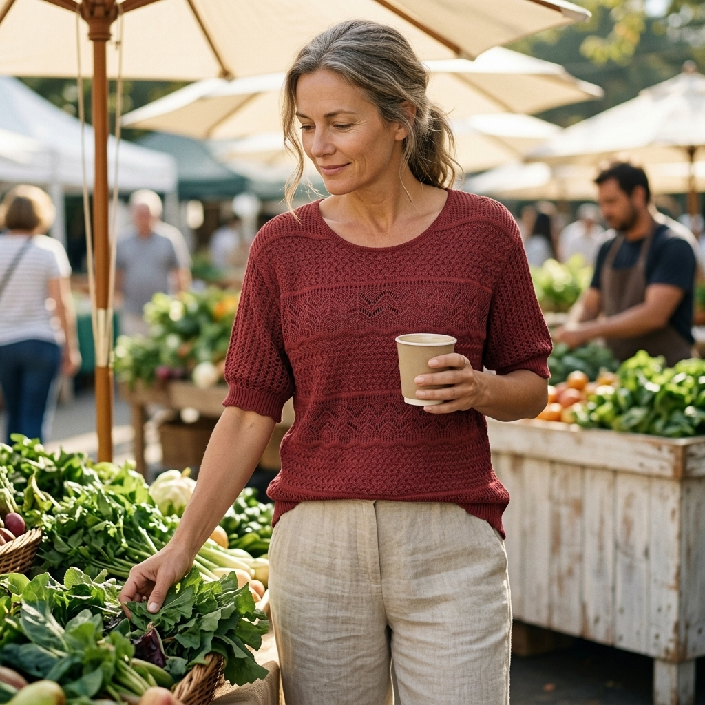 Wovelle | Women's Textured Knit Top for Warm Days