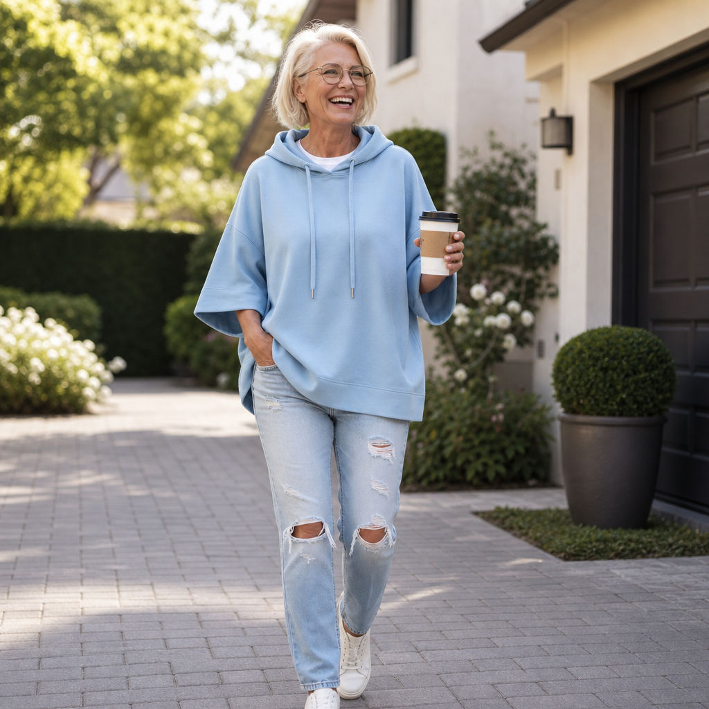 Weasbella | Oversized Wide-Sleeve Hooded Sweatshirt