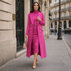 Searbella | Double-Breasted Structured Wool-Look Coat