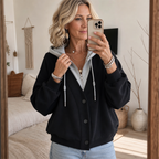 Layerelle | Color-Block Faux-Layer V-Neck Hoodie