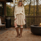 Calvera | Wide-Opening Pull-On Block Heel Knee-High Boots