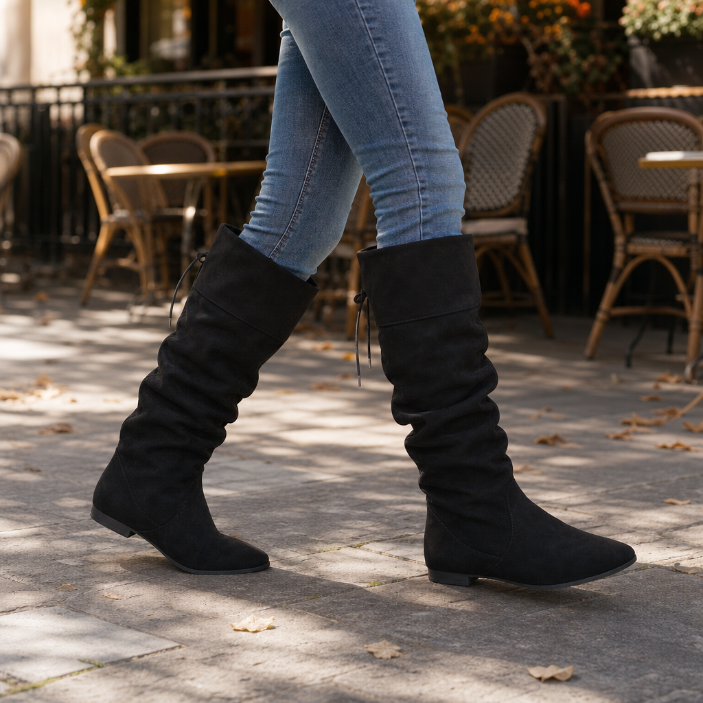 Slouch & Stroll | Lace-Up Slouchy Mid-Calf Boots