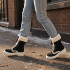 Velvara | Plush-Lined Lace-Up Mid-Calf Boots