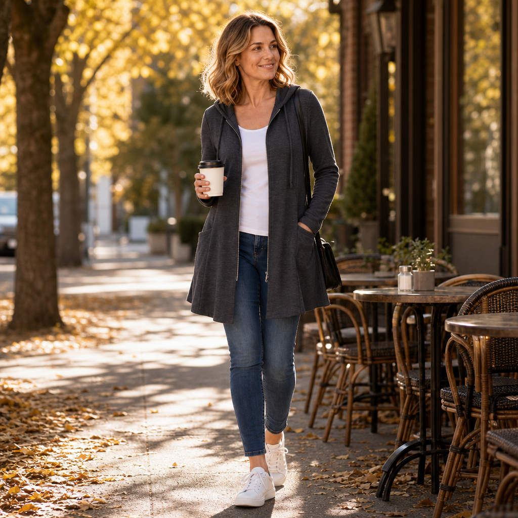 Wrapella | Hooded Longline Full-Zip Jacket