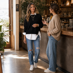 Averlyn | Layered Mock Shirt Collar Crewneck Sweatshirt