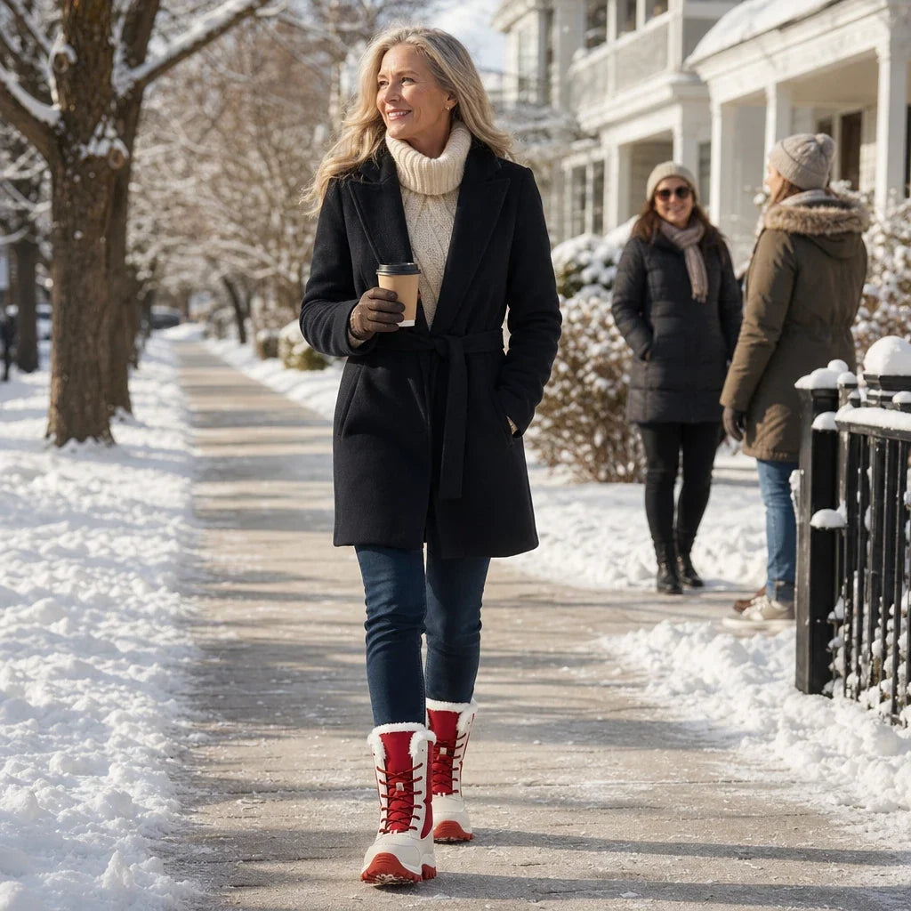 Snowver | Color-Block Faux Fur Trim Winter Boots