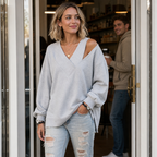 Slouvia | Asymmetric Cutout Shoulder Oversized Sweatshirt