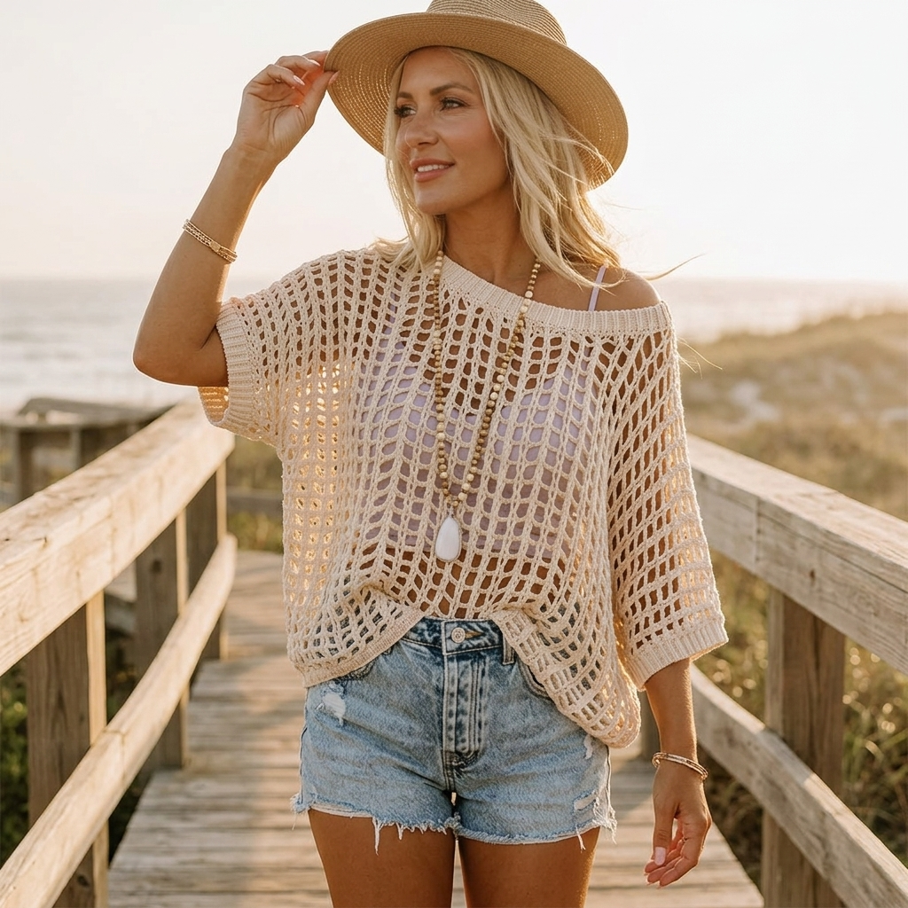 Aerela | Breezy Open Weave Knit Top