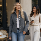 Wearvale | Two-Way Zip High-Neck Knit Cardigan