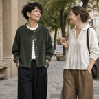 Roselane | Scalloped Lace Fine-Rib Corduroy-Look Jacket