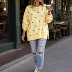 Sunbelle | Polka Dot Ribbon-Tie Neck Sweatshirt
