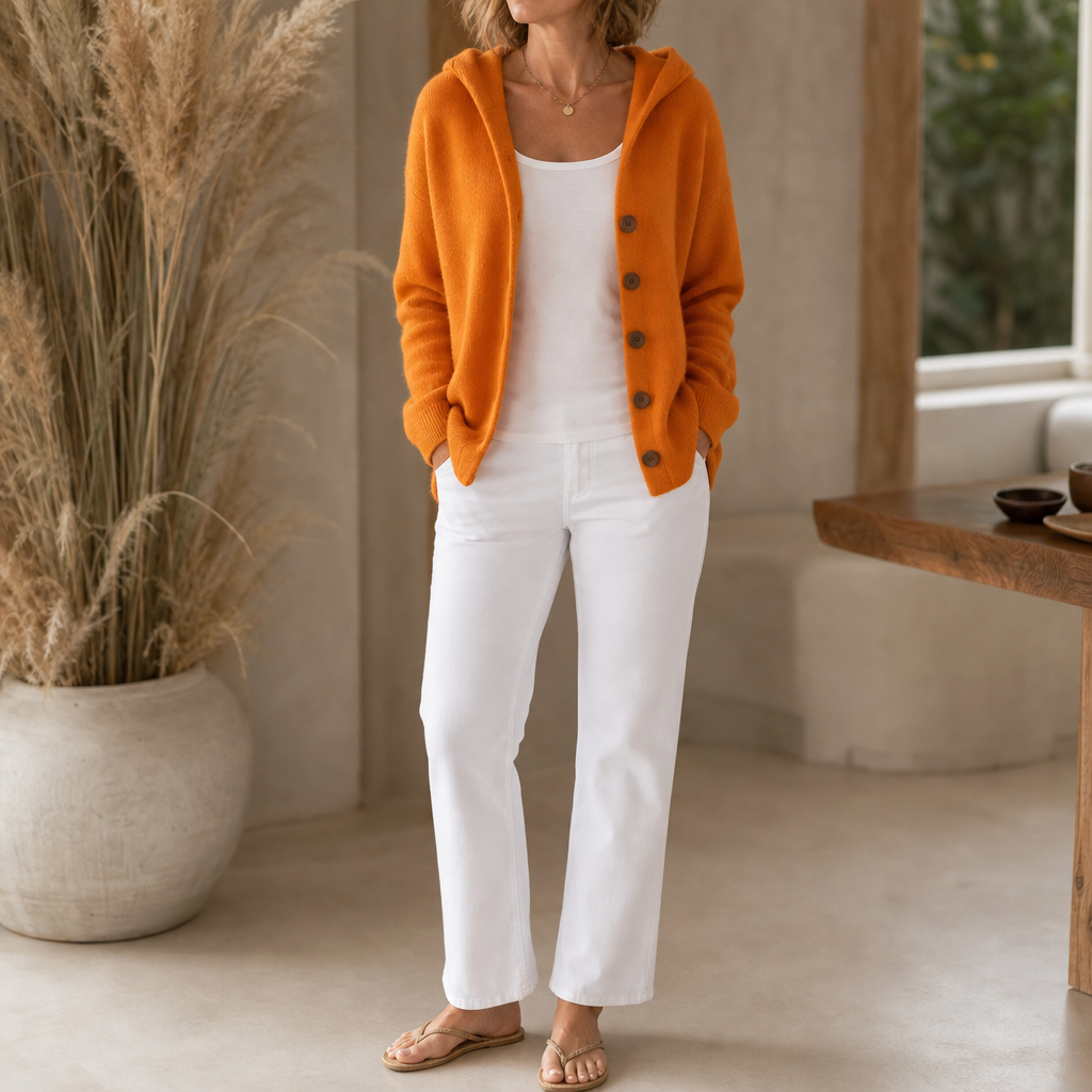 Teri | Button-Front Hooded Cardigan