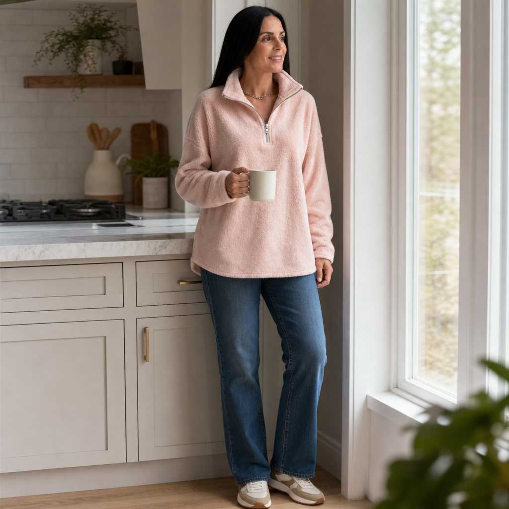 Cozyline | Dropped-Shoulder Quarter-Zip Sweatshirt