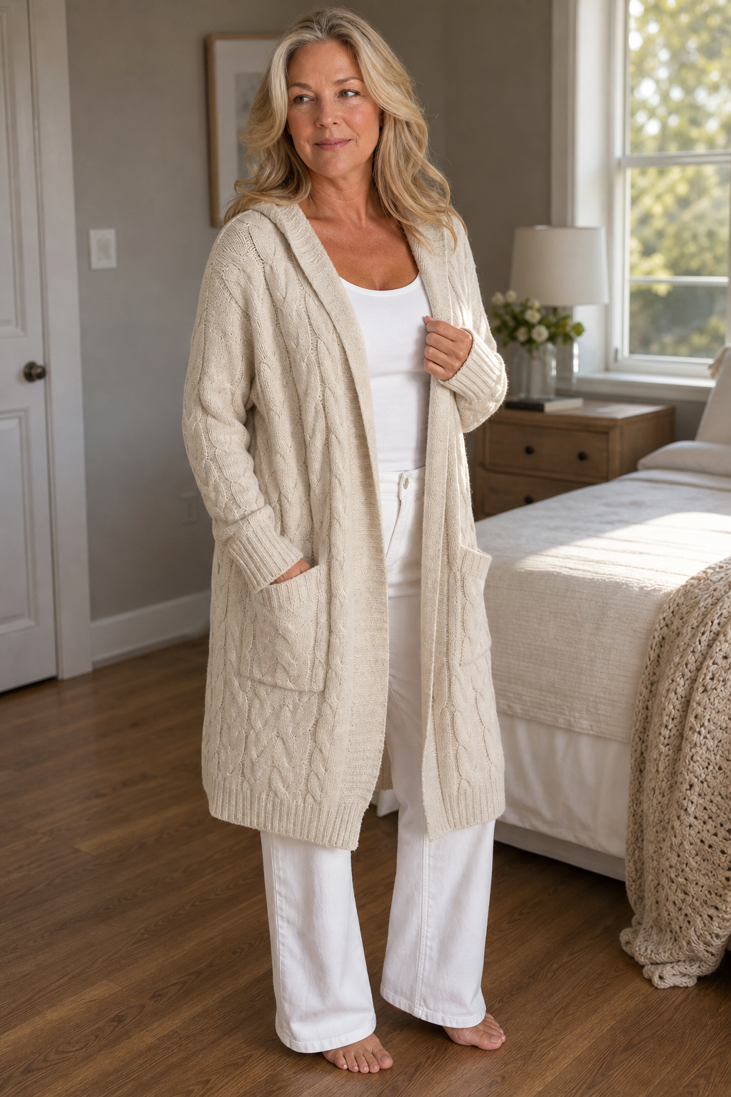 Cearbella | Hooded Chunky Cable Knit Cardigan