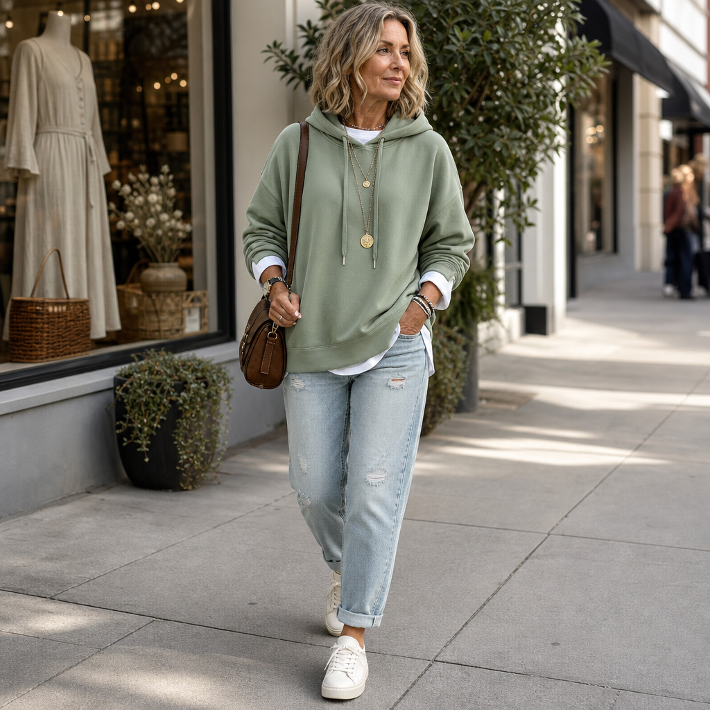 Layerlyn | Layered Two-Tone Hem Hoodie