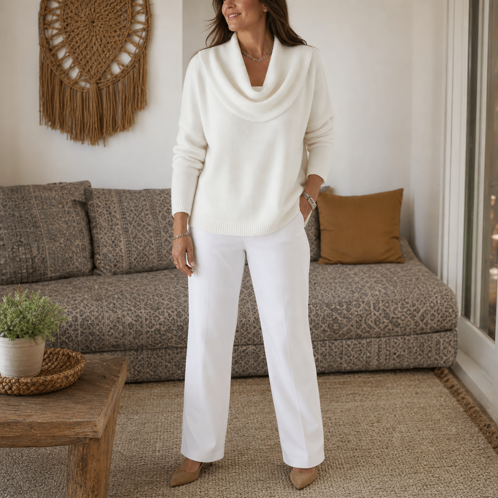Draveline | Cowl Neck Drape Knit Sweater