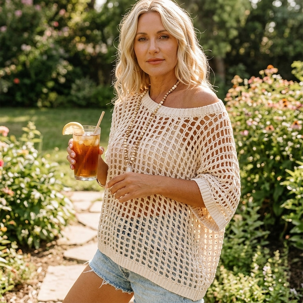 Aerela | Breezy Open Weave Knit Top