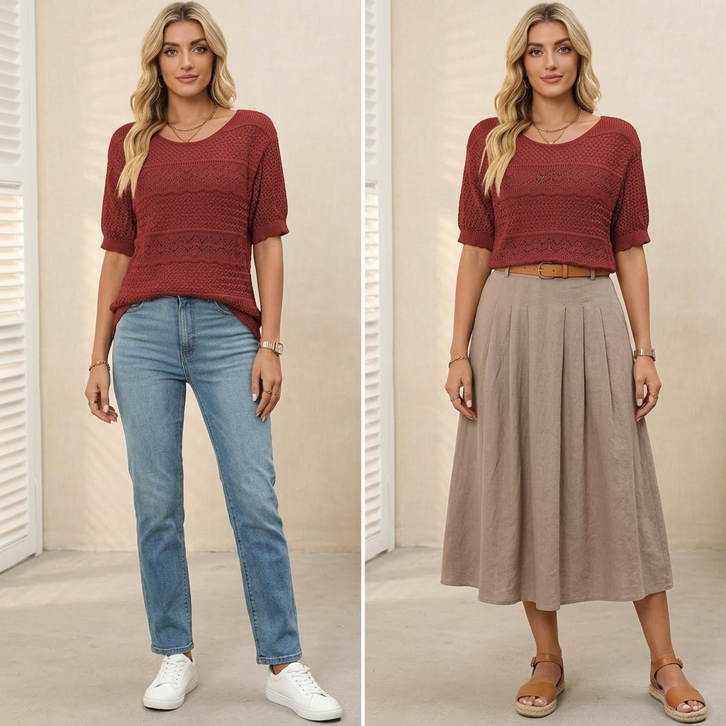 Wovelle | Women's Textured Knit Top for Warm Days