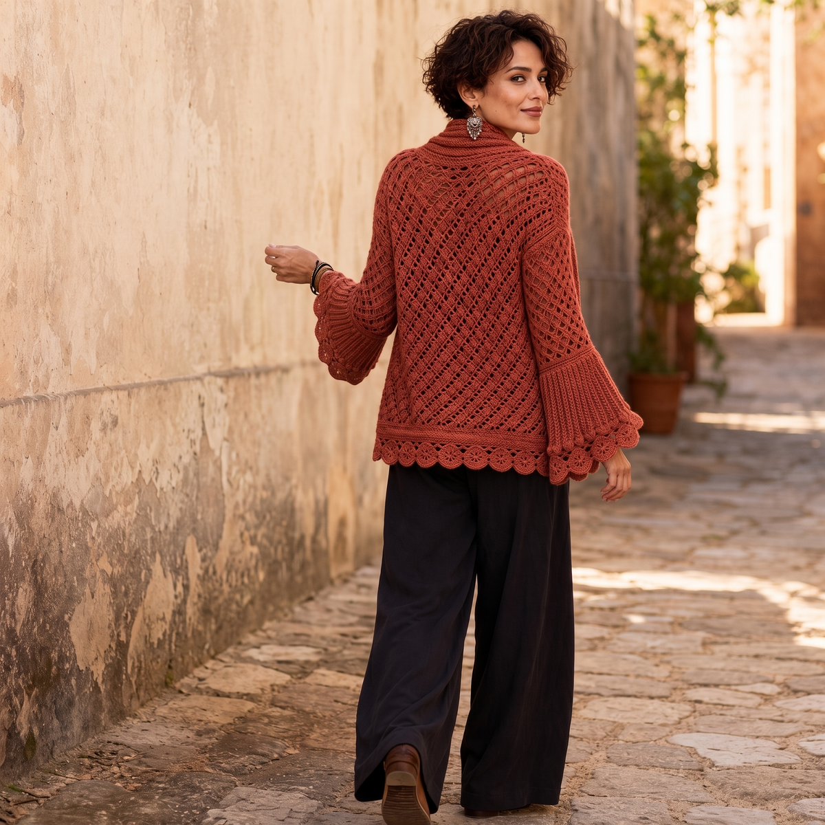 Mayfield | Crochet Scalloped Hem Wrap Cardigan