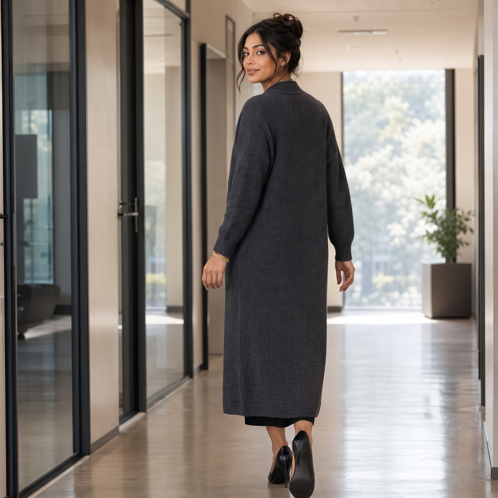 Ribbella | Ribbed Knit Longline Cardigan