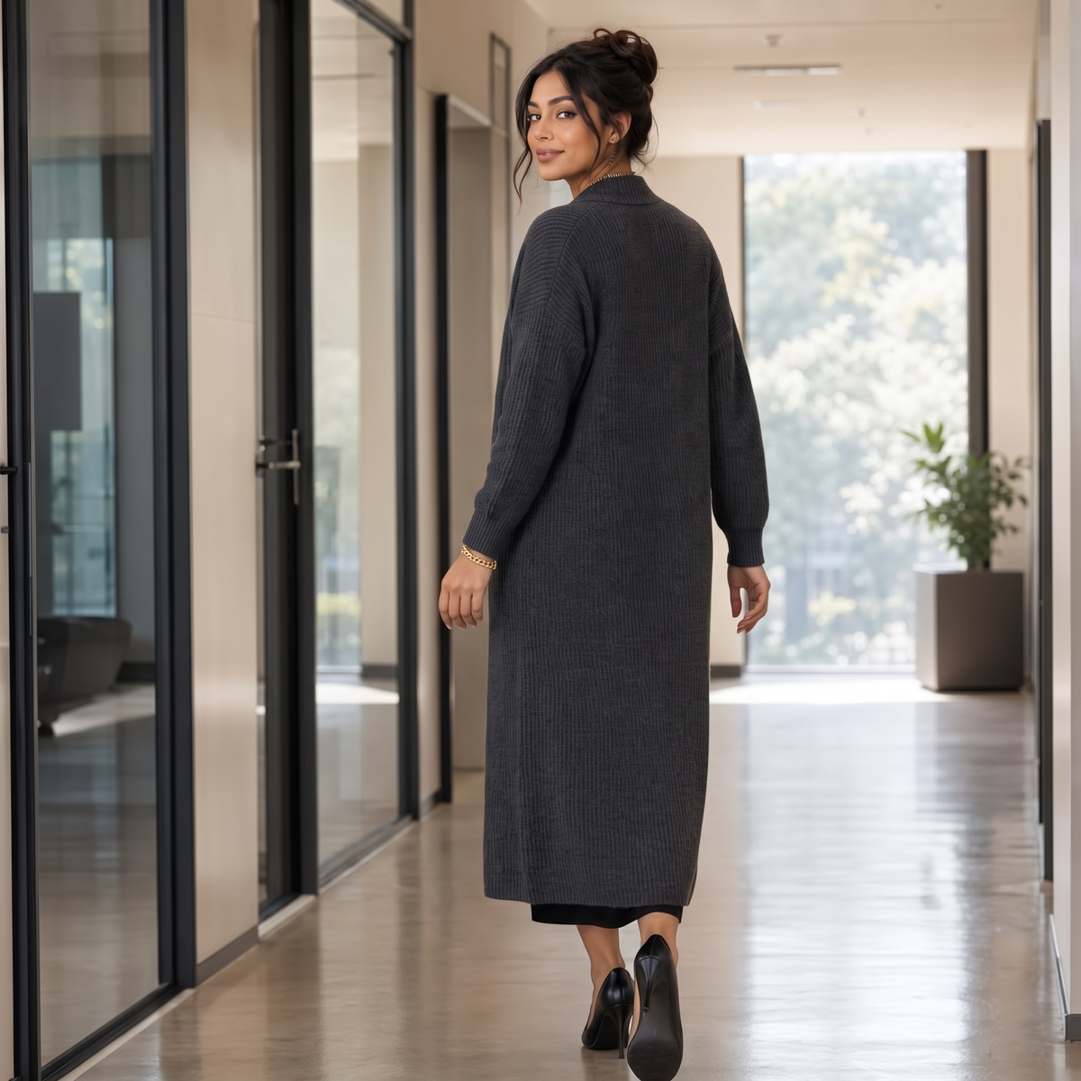 Ribbella | Ribbed Knit Longline Cardigan