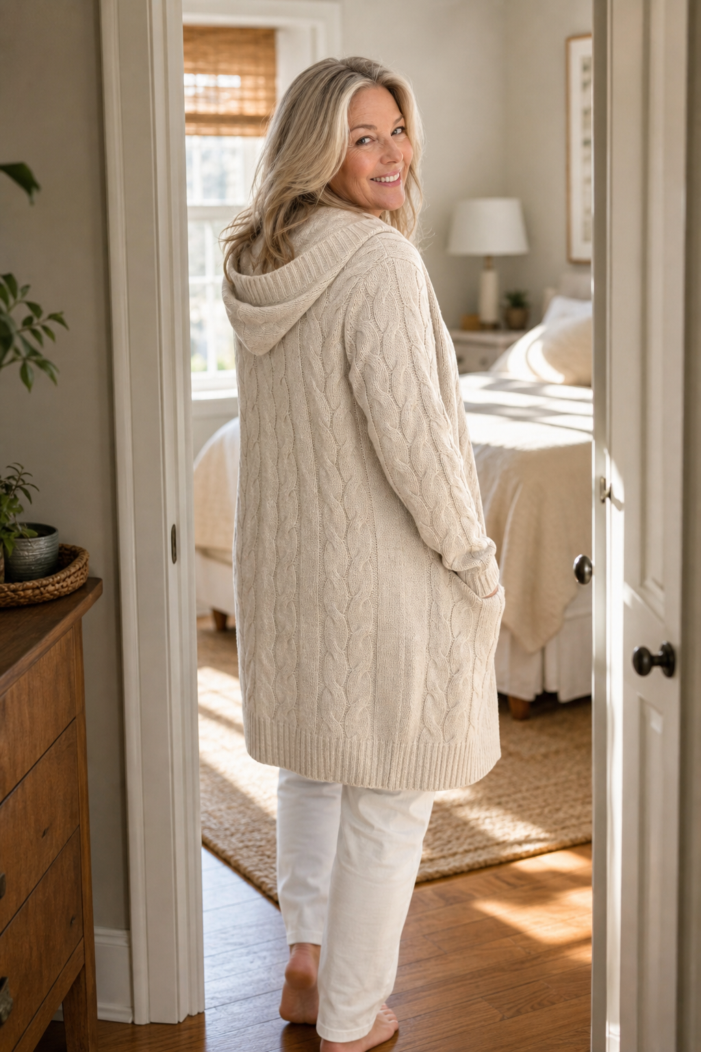 Cearbella | Hooded Chunky Cable Knit Cardigan