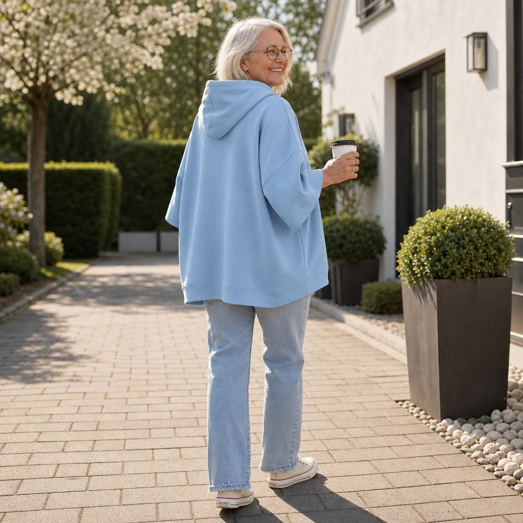 Weasbella | Oversized Wide-Sleeve Hooded Sweatshirt
