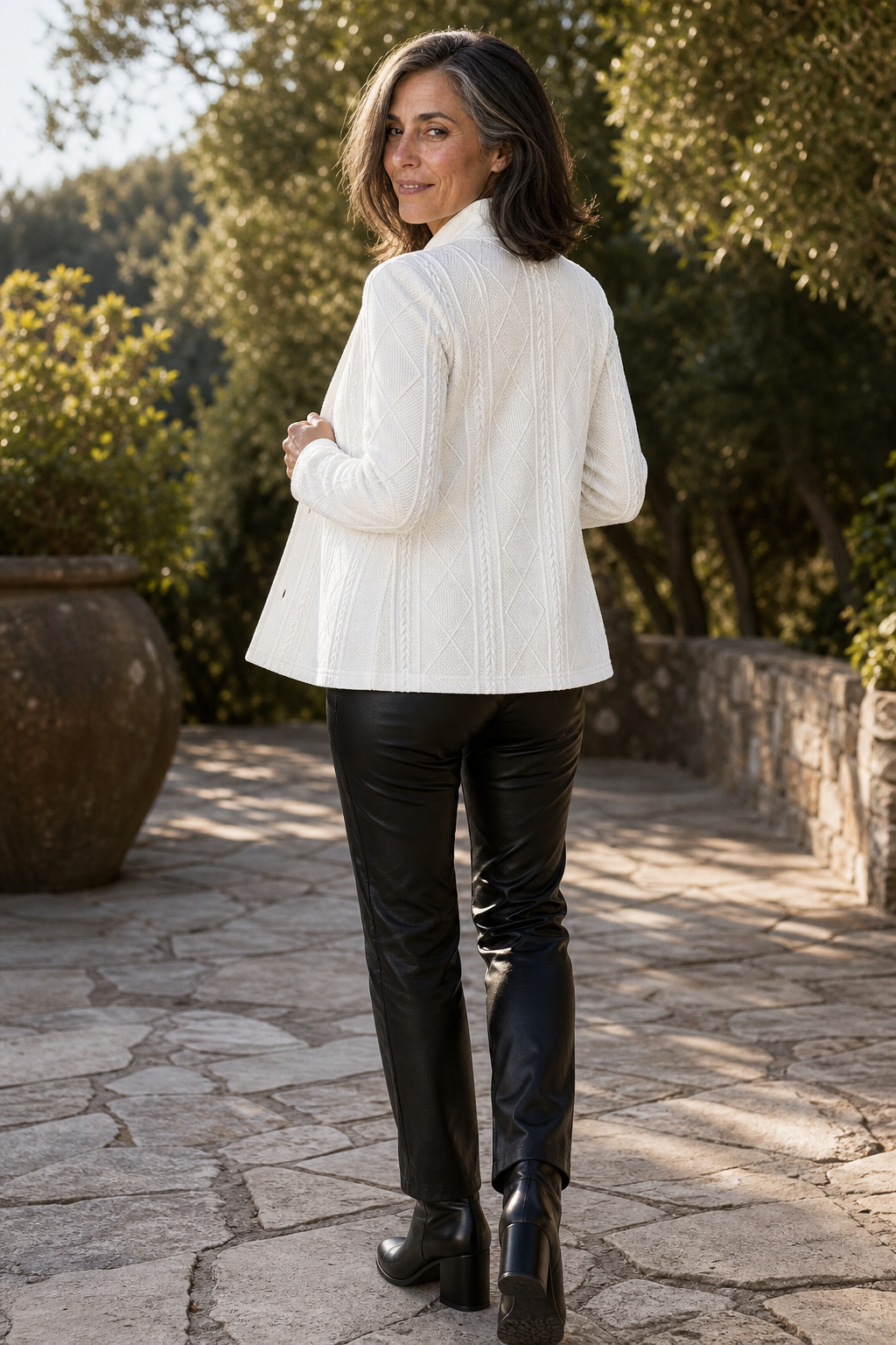 Wearbelo | Textured Knit Stand-Collar Open-Front Blazer