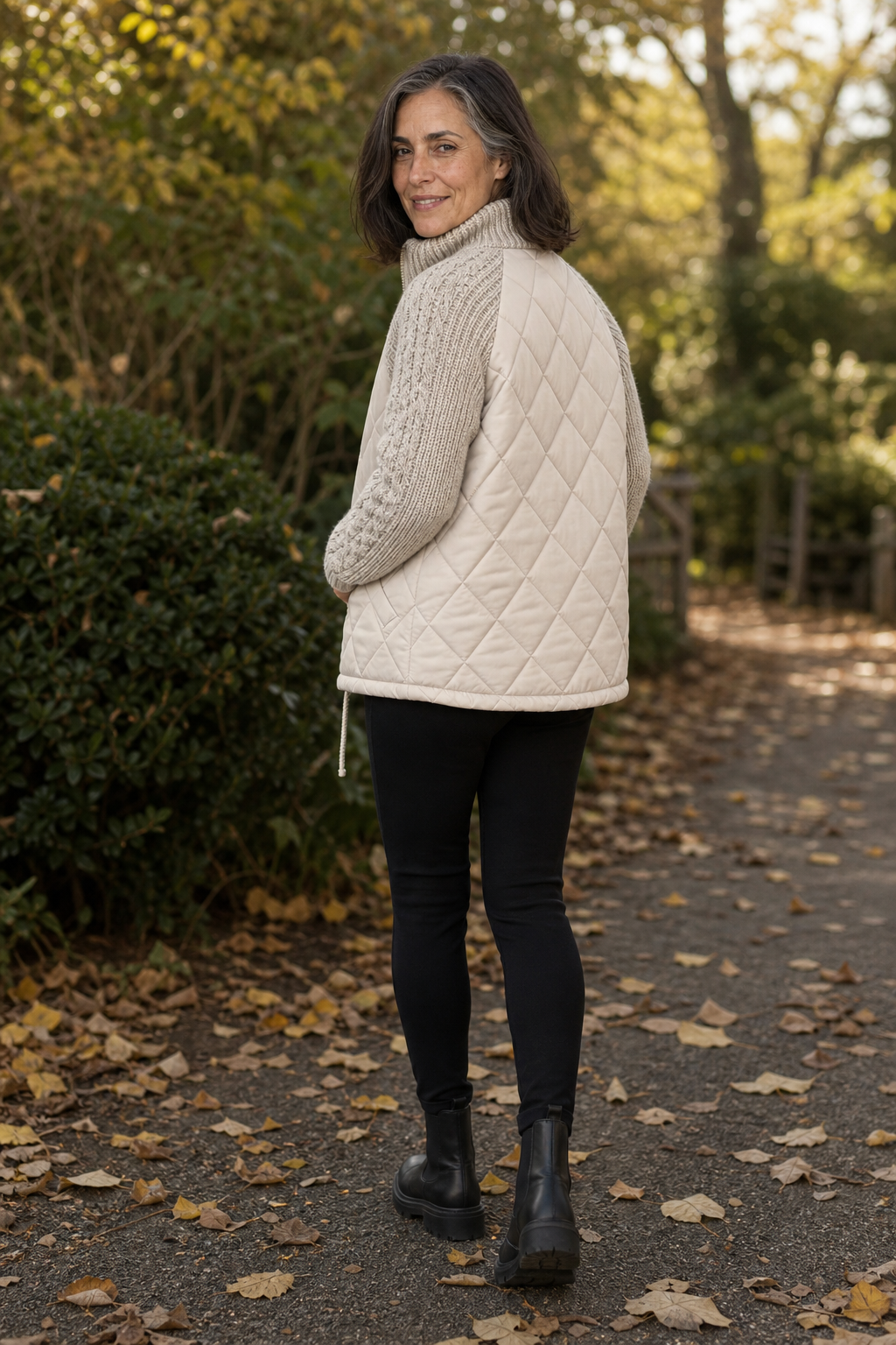 Knitpuff | Knit-Panel Quilted Patchwork Puffer Jacket
