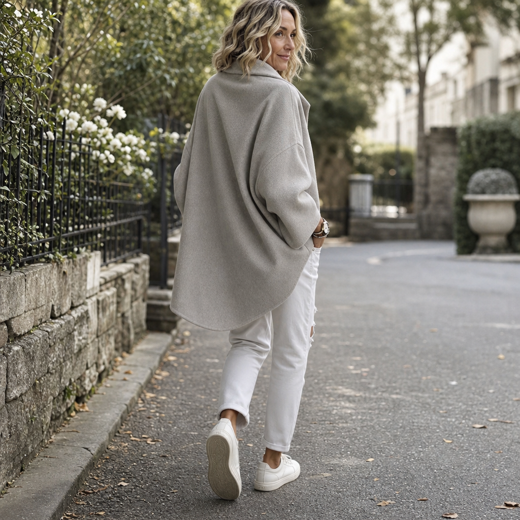 Wrapfield | Asymmetric Button Wrap Cape Jacket
