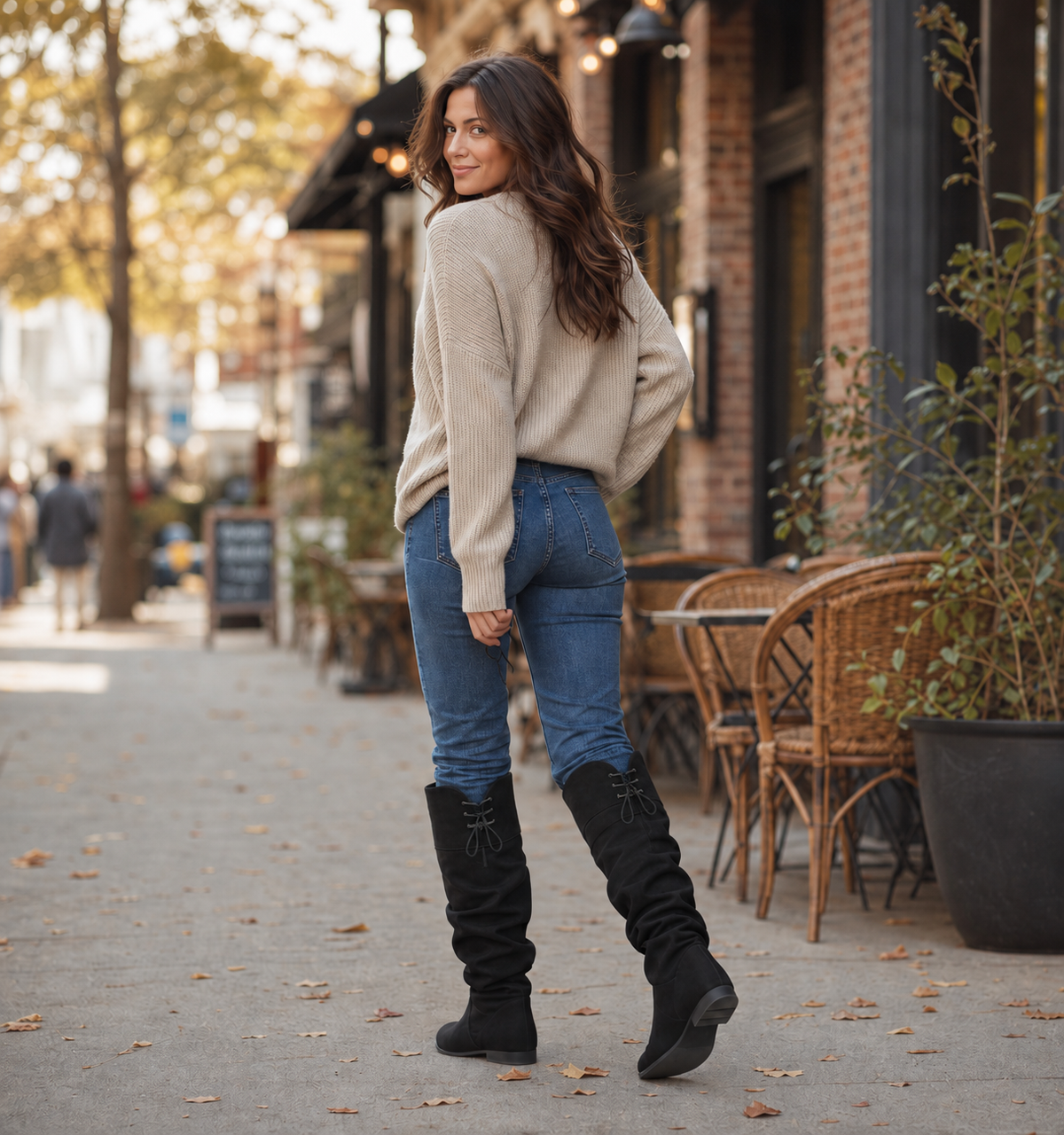 Slouch & Stroll | Lace-Up Slouchy Mid-Calf Boots
