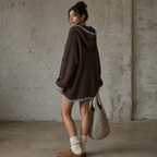 Cozylines | Contrast-Trim Hooded Sweater Dress