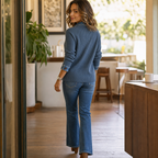 Layerelle | Ribbed Knit Denim-Trim Casual Top