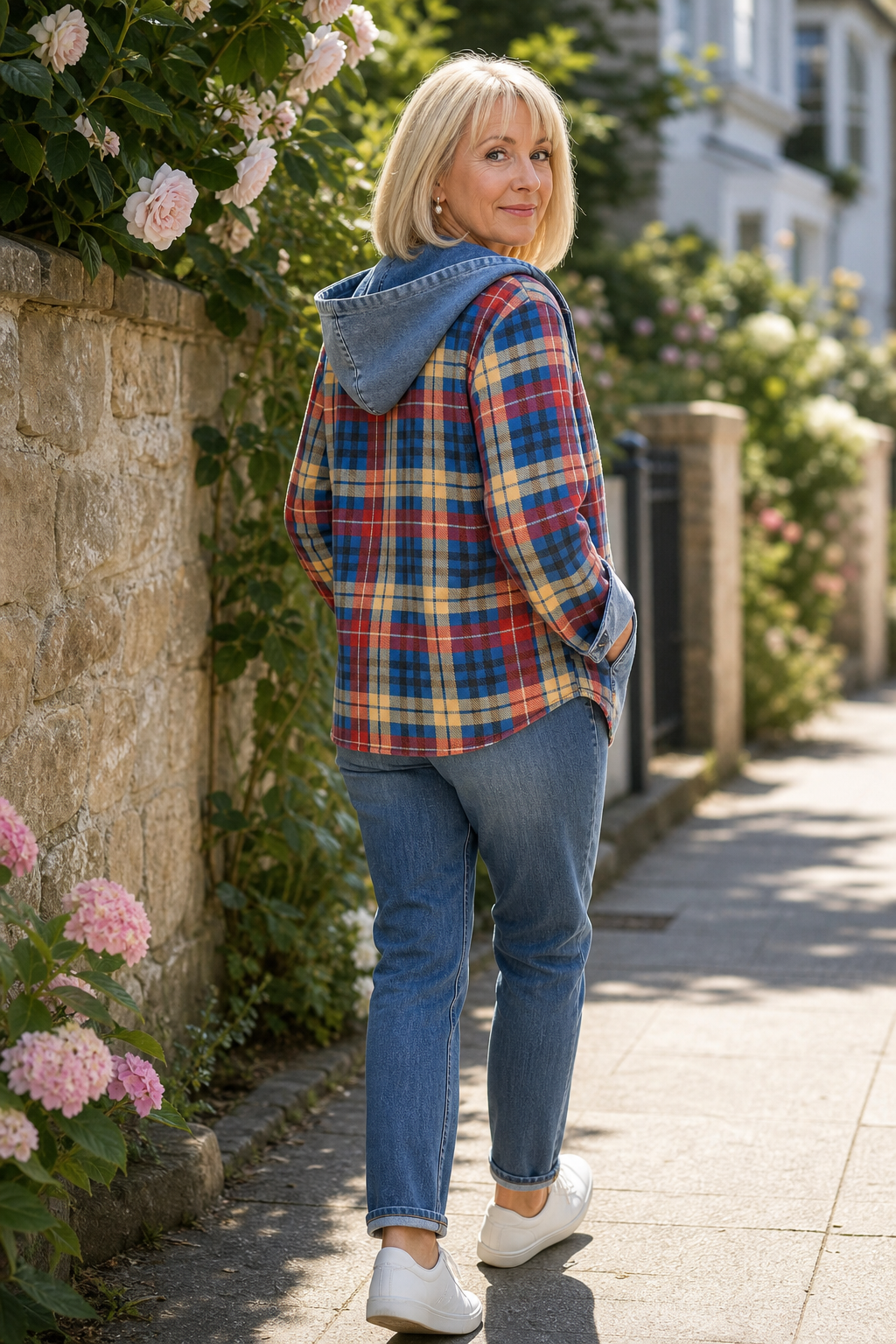 Havelyn | Denim-Trim Hooded Knit Cardigan